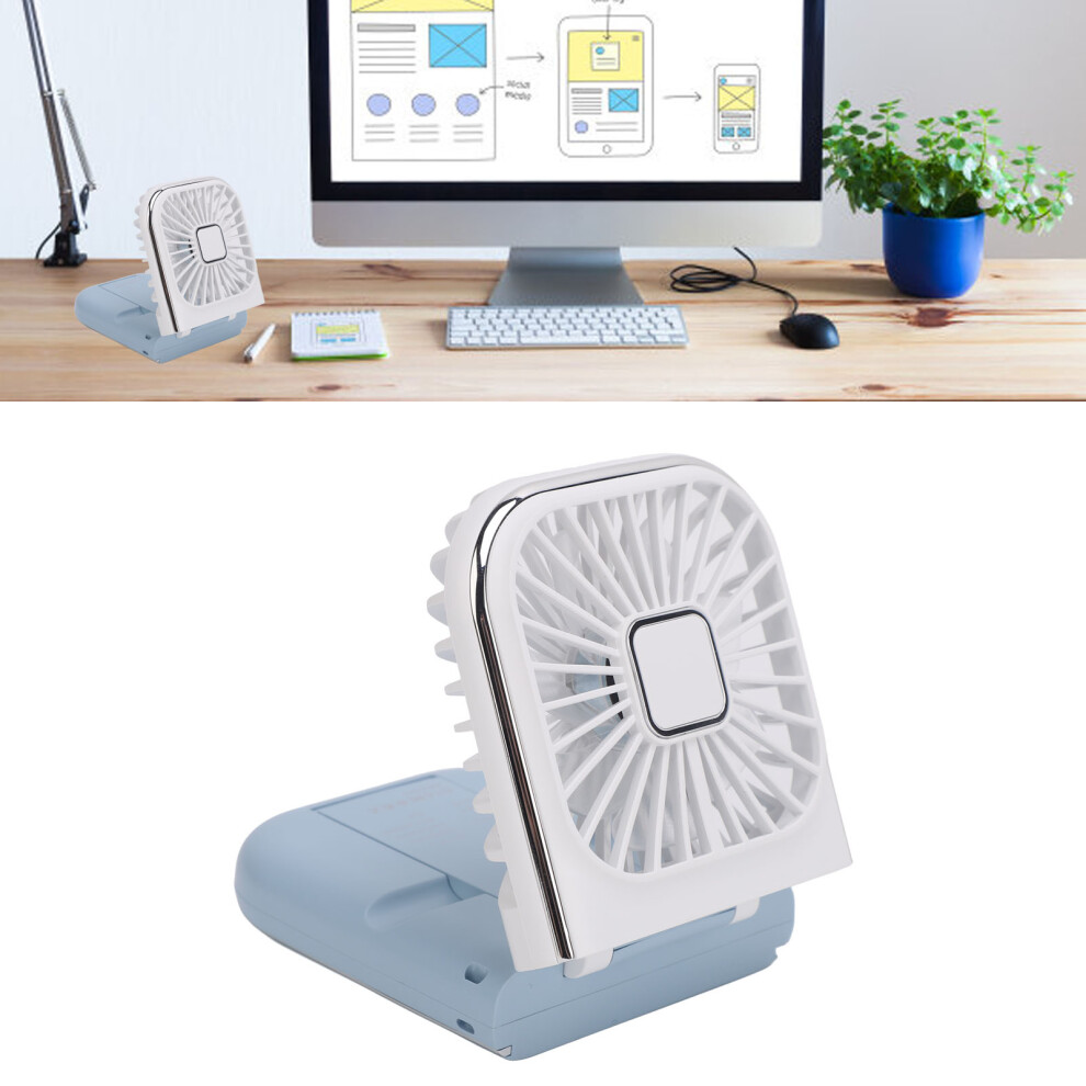 Foldable Necklace Fan With 3000Mah Battery, & Usb Charging Blue/White 4651386388013