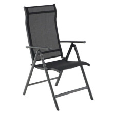 Sedia da giardino pieghevole sedile esterno telaio in alluminio robusto schienale regolabile in 8 posizioni carico 150 kg nero 12_0001679
