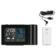 Outdoor Weather Station Thermometer Weather Forecast Projection Alarm Clock with Temperature and Humidity