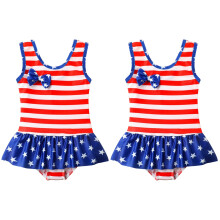 2Pcs Girl Swimwear Red Toddler Bathing Suit Breathable Beachwear