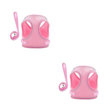 2Pcs Pink Dog Vest Harness Set Reflective Breathable Pet Chest Straps