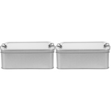 2Pièces Boîte En Tôle Argentée Rangement Biscuits Métal Couvercle