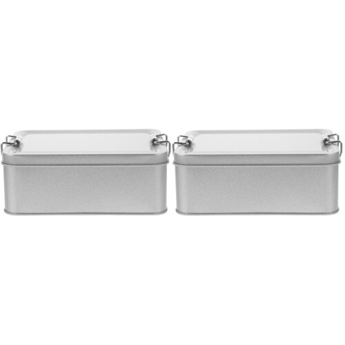 2Pièces Boîte En Tôle Argentée Rangement Biscuits Métal Couvercle