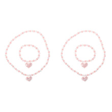 2Ensembles Parure Bijoux Enfant Fille Plastique Rose Collier Bracelet