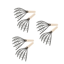 6Pcs Black Carbon Steel Clam Rake with Wood Handle for Seafood Digging