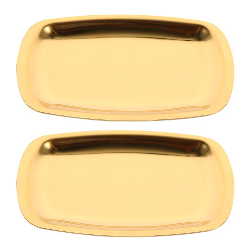 4Pcs Golden Stainless Steel Oval Plates Multi-Functional Baking Trays