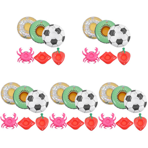 30Pcs Assorted Color Pool Float Drink Holders Inflatable Cup Holders