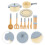 2Sets Durable Wood Cookware Playset Pretend Play Kitchenware for Kids 9