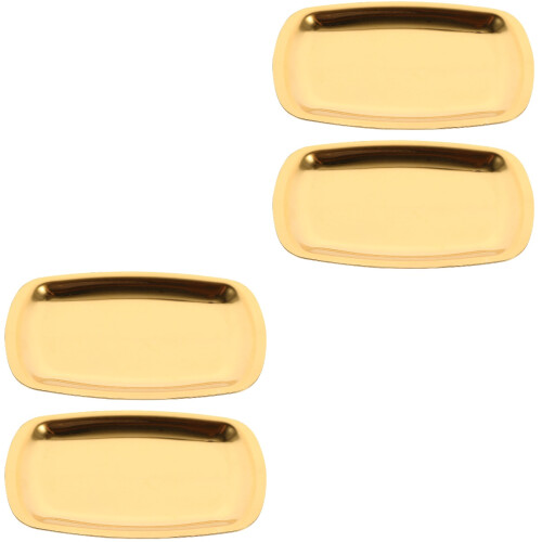 4Pcs Golden Stainless Steel Oval Plates Multi-Functional Baking Trays 2