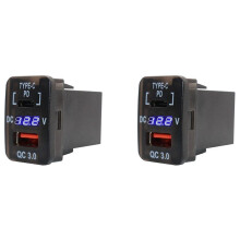 2 Pcs 30X20MM Car USB Charger QC3.0 Fast Charge with PD Type C USB Charger Adapter for