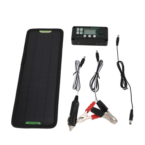 12V 10W Waterproof MPPT Solar Charge Controller with USB Black