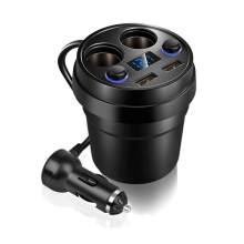 Caricabatteria Universale per Tazza da Auto, Doppio USB con Cavo, Caricabatteria per Auto, Accendisigari, Caricabatterie per Telefono Cellulare per