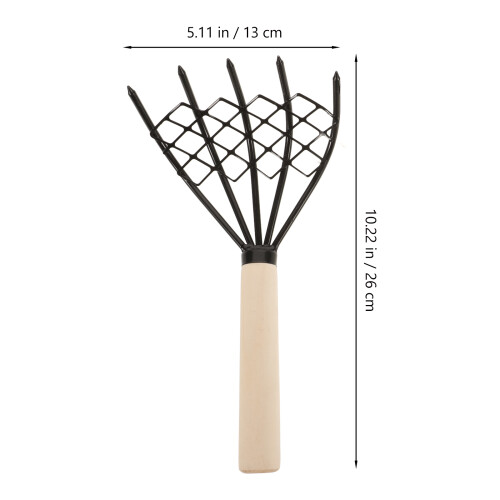6Pcs Multipurpose Beach Clam Rake Tool with Net Design and Wood Handle 1