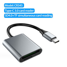 CR345 Laptop Accessories Type-C 2-in-1 Card Reader for Simultaneous Card Reading of Mobile Phone SD4.0 TF Memory