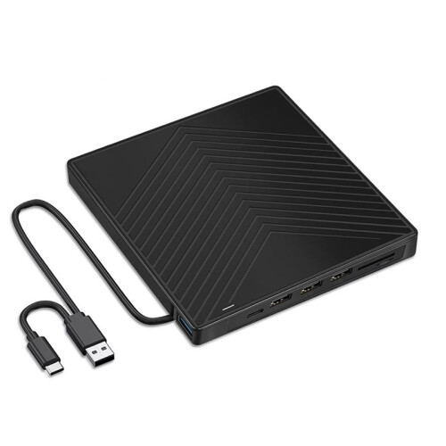 External CD/DVD Drive, Portable USB 3.0 Type-C 7-in-1 DVD RW CD Writer Drive Burner Reader Player Optical Drives