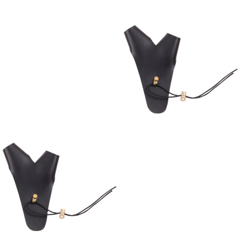 2Pcs Black Archery Hand Covers Bow Arrow Finger Protective Gloves 2