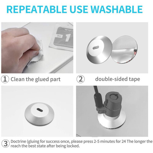 Adhesive Security Plate with Slot for Cables to Lock Down Laptops, Tablets, Monitors and Other Devices (Silver 4 Pack) 2