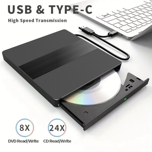 USB3.0 External CD DVD Reader CD/DVD Drive Burner Reader Type-C External Optical Hard Drive Disk for PC Laptop Desktop 1