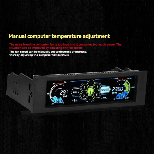 5.25in Touchscreen LCD 5 Way Fan Speed Controller Computer Cooling Temperature Controller Front Pane Temperature Monitor 1