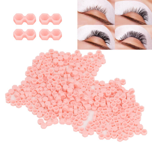 200PCS Pink Disposable Lash Glue Ring Holder, 1.3cm