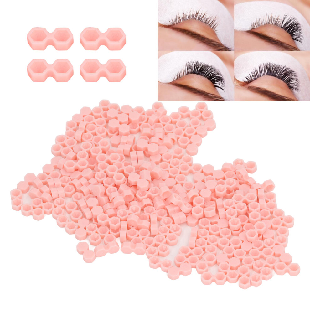 Pink 200Pcs Disposable Lash Glue Ring Holder, 1.3Cm