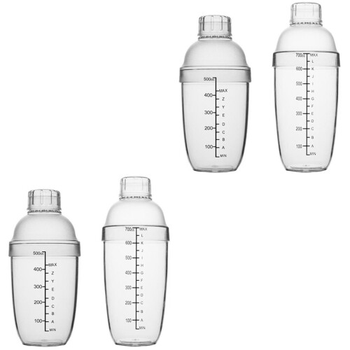 2Sets Transparent Milk Tea Shaker Set with Scale for Bar Use 2