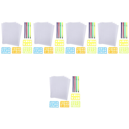 5Sets Waterproof Plastic Educational Alphabet and Number Stencils 2