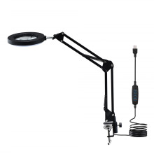 Loupe LED 10X avec lumière LED, bras flexible, 3 couleurs, noir
