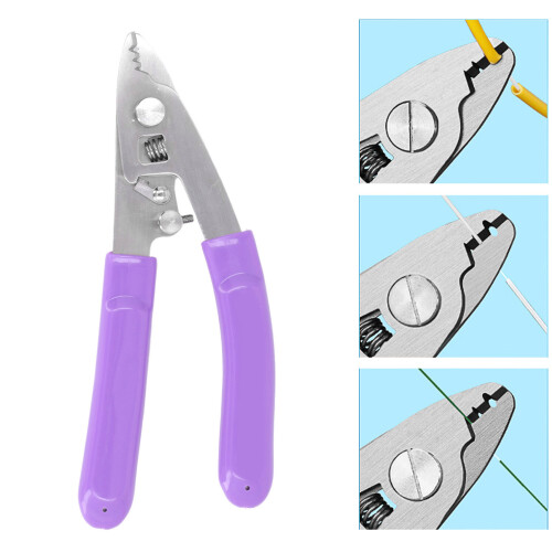 Fiber Optic Wire Stripper CFS‑3 Stainless Steel 3 Hole Reset Spring Tool