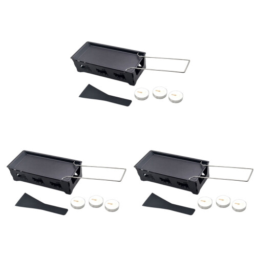 3Sets Mini Non-Stick Grill Pan with Foldable Handle Black Cheese Oven