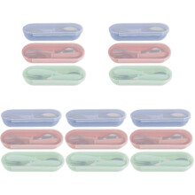 15Sets Toddler Utensils Set Kids Tableware ABS Stainless Steel Handles