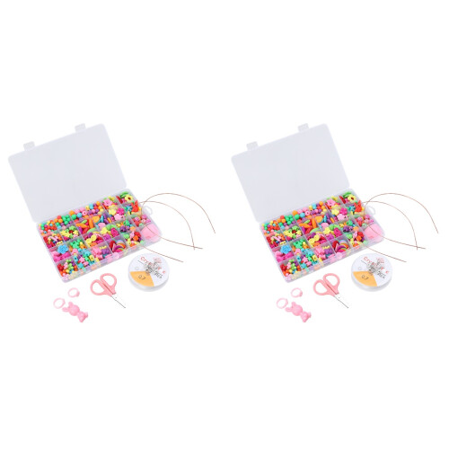 2Pièces Ensemble De Perles Acryliques DIY Multicolores Pour Filles 1