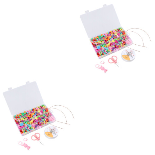 2Pièces Ensemble De Perles Acryliques DIY Multicolores Pour Filles 2