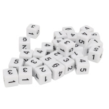 30PCS Dice Set 16mm 6-Sided White Plastic Dice