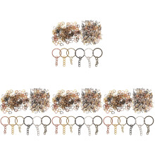 1800Pièces Kit Complet Porte-Clés DIY Anneaux Chaînes Assortis Durable