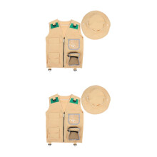 2Ensembles Veste D'explorateur Enfant Khaki Et Chapeau Respirant