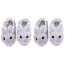 2Paren Grijze Kinderslippers Met Rabiit Design En Antislipzool