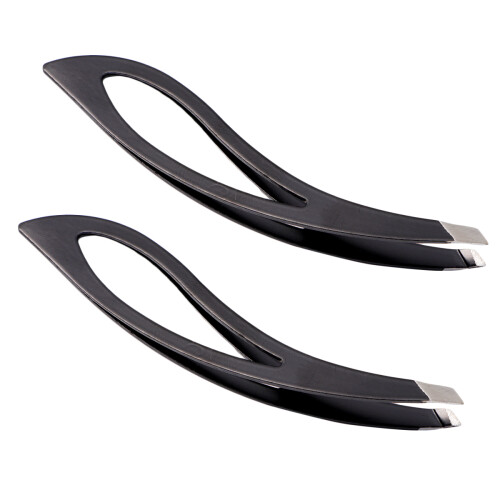4Pièces Pince À Sourcils Noir Pointe Biseautée Beauté 1