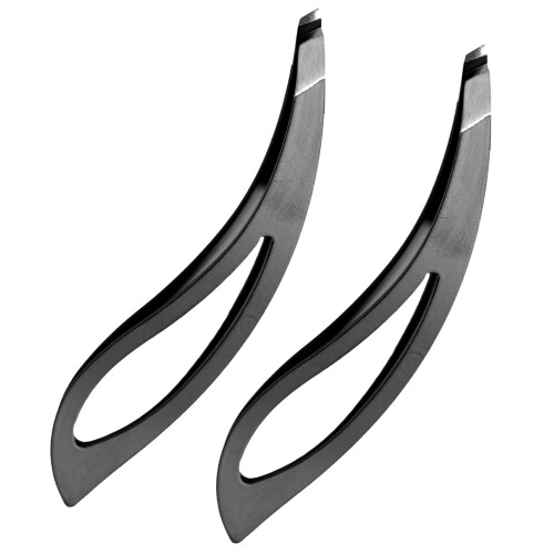 4Pièces Pince À Sourcils Noir Pointe Biseautée Beauté 2