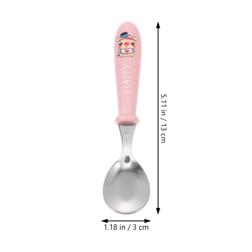 2Sets Baby Training Spoon Fork Set ABS Stainless Steel Assorted Color 1
