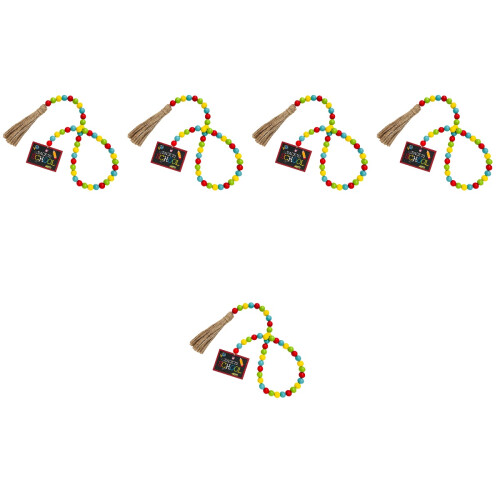 5Pièces Guirlande En Bois Perles Pompons Pour Décor 2