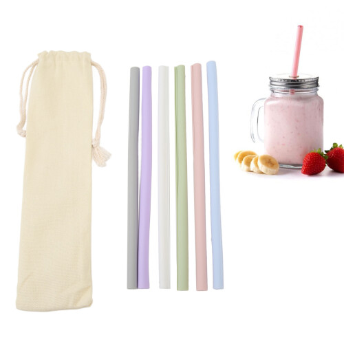 Openable Silicone Drinking Straws 9.8in Reusable Washable with Storage Box