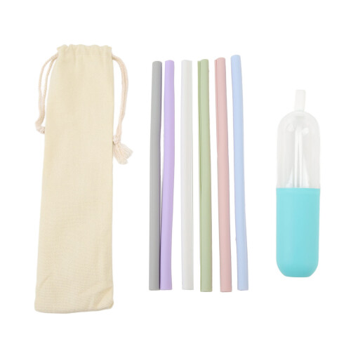 Openable Silicone Drinking Straws 9.8in Reusable Washable with Storage Box 2