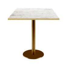 Bistro Table - Rome - 70x70 cm - White Laminated Top - Gold Thermo-lacquered Base