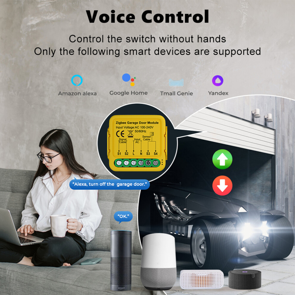 Zigbee Garage Door Opener Controller, Remote, Voice & App Control 4091386398986