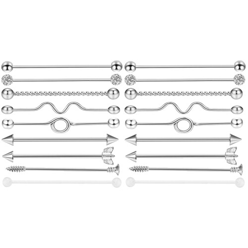 18Pièces Boucles D'oreilles Vis Flèches Acier Inoxydable Argentées