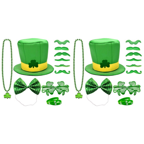 2Ensembles Ensemble Vert Shamrock Collier Bracelet Lunettes