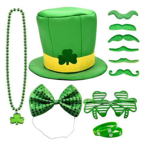 2Ensembles Ensemble Vert Shamrock Collier Bracelet Lunettes 1