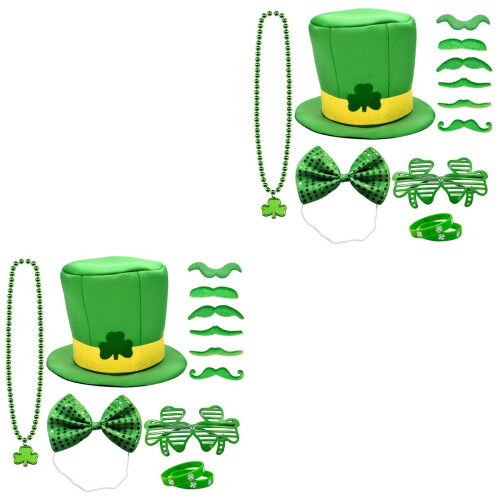 2Ensembles Ensemble Vert Shamrock Collier Bracelet Lunettes 2
