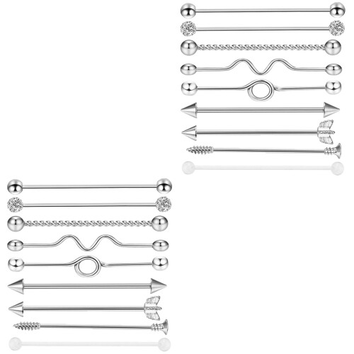 18Pièces Boucles D'oreilles Vis Flèches Acier Inoxydable Argentées 2